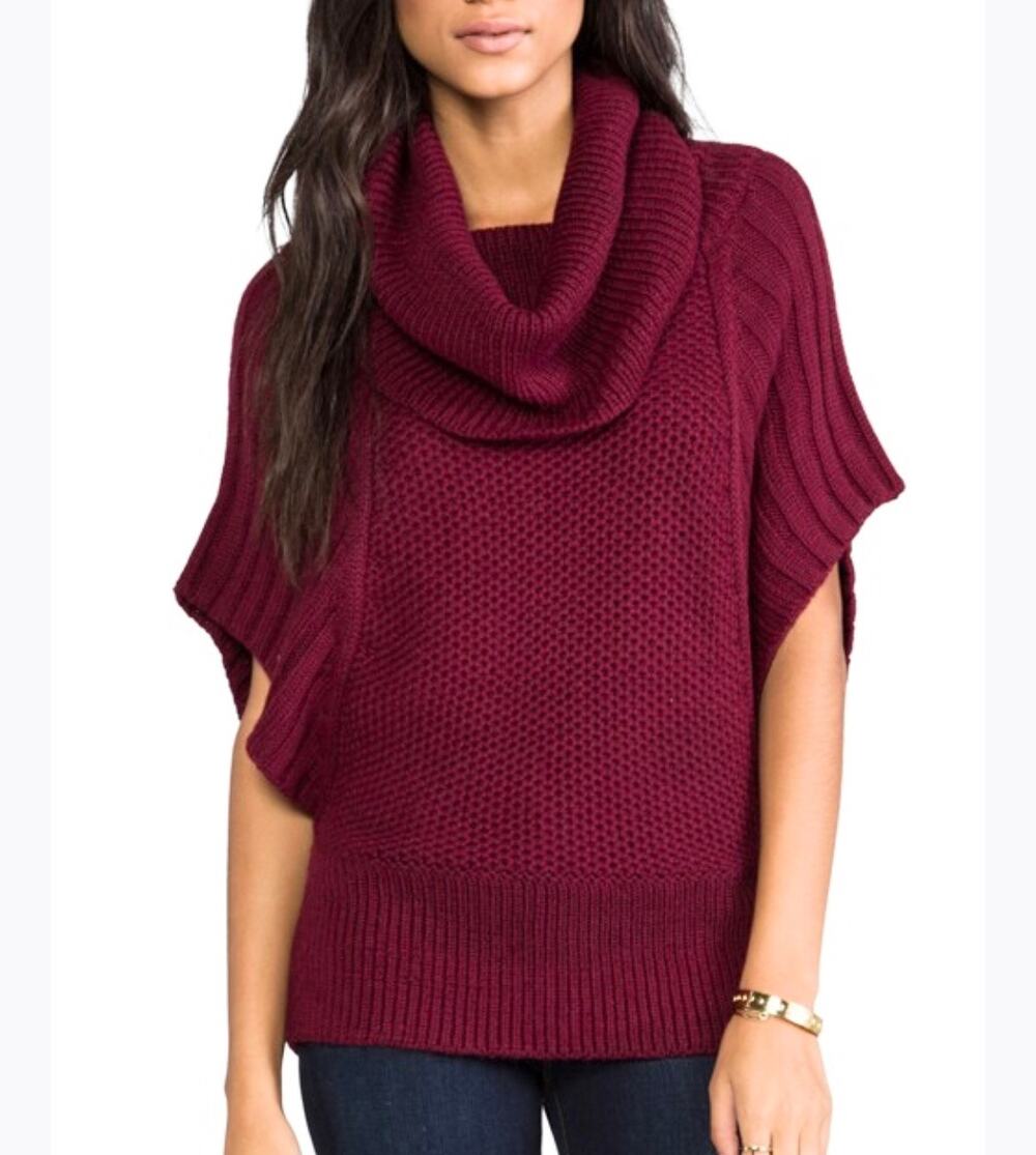 Catherine Malandrino Burgundy Alpaca Knit Cowl Neck Pullover Sweater Size Medium